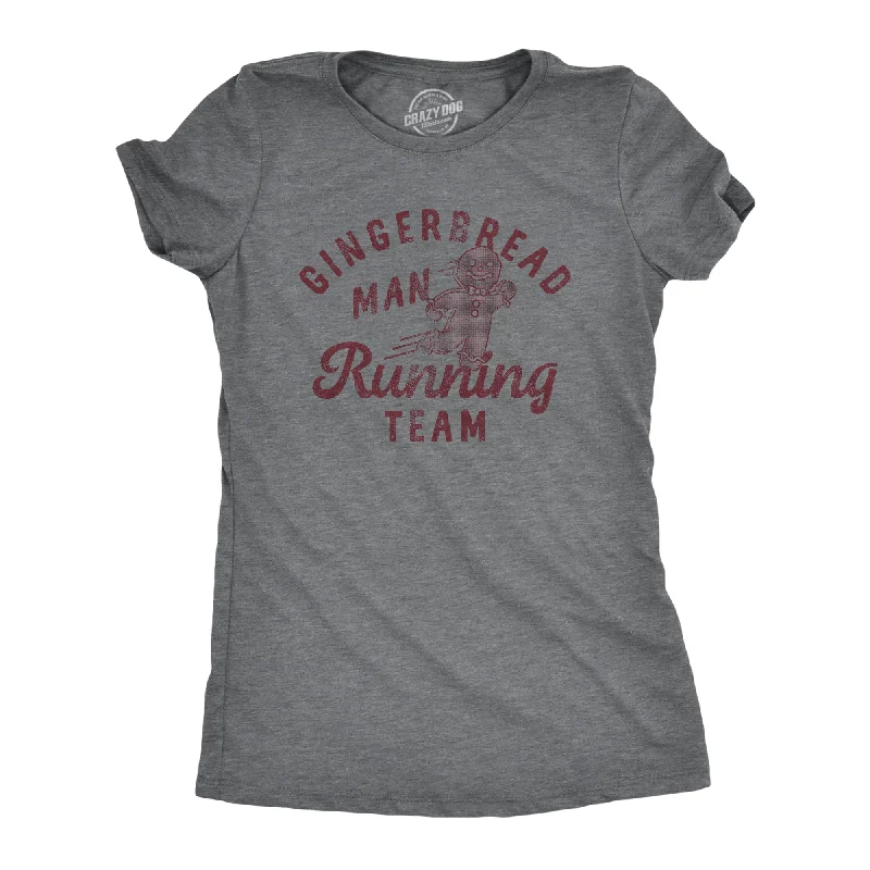 Embroidered Women T Shirt with Intricate DetailsGingerbread Man Running Team Women's T Shirt