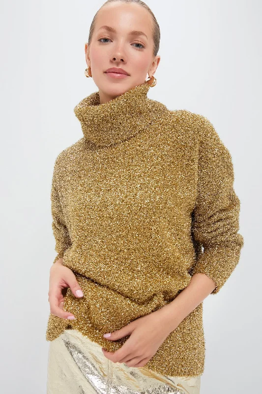 Oversized Women Sweater for a Cozy and Fashionable LookGold Metallic Gretchen Turtleneck