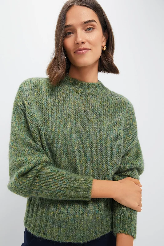 Hand - Knitted Women Sweater with Artisanal CharmGreen Chine Dionigi Sweater