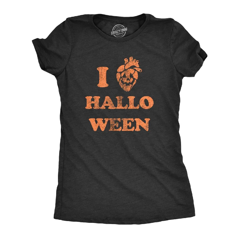 Ringer T Shirt Women with Retro - Inspired StripesI Heart Halloween Women's T Shirt