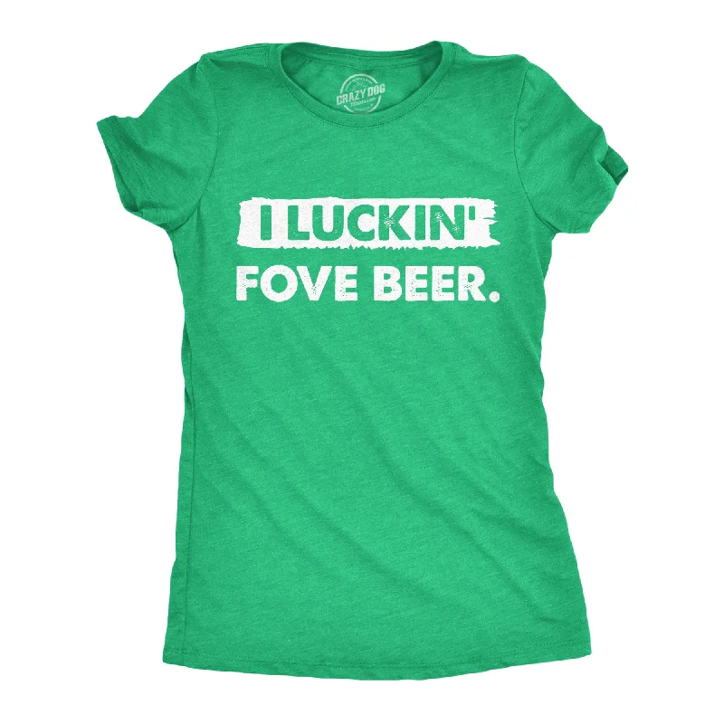 Embroidered Women T Shirt with Intricate DetailsI Luckin Fove Beer Women's T Shirt