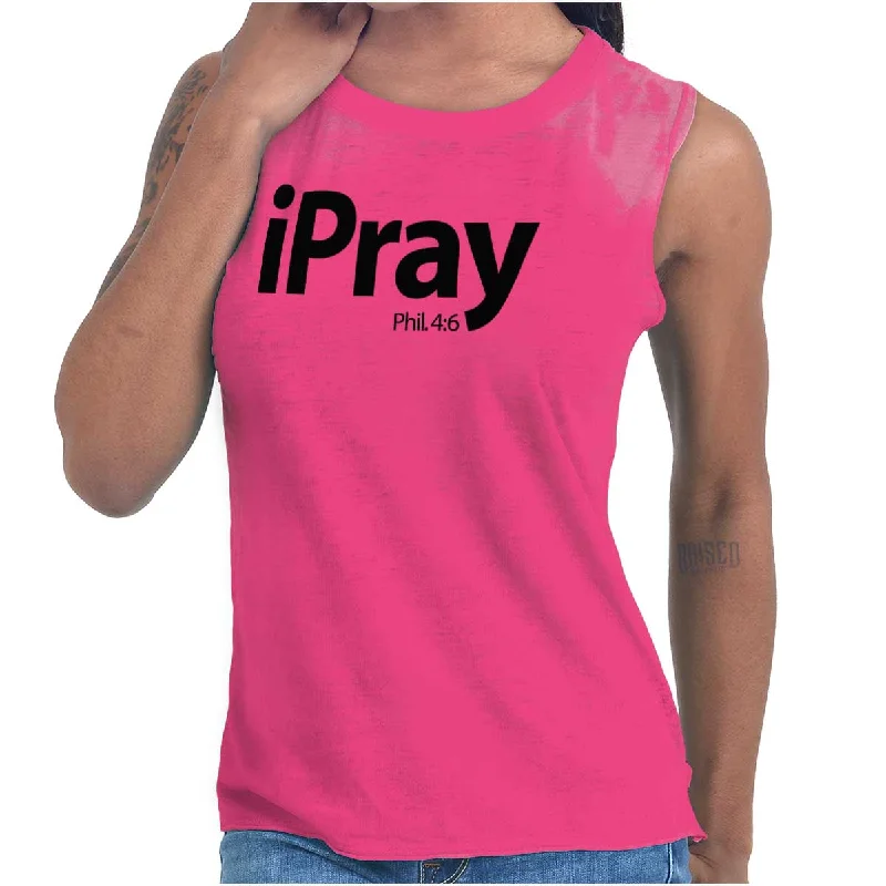 Long Sleeve Women T Shirt for Cooler WeatherI Pray Philippians Junior Muscle T-shirt