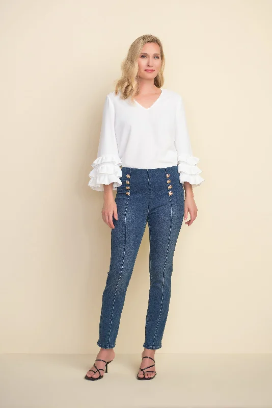 V - Neck Women Sweater to Elongate the NecklineJoseph Ribkoff High Waisted Button Denim