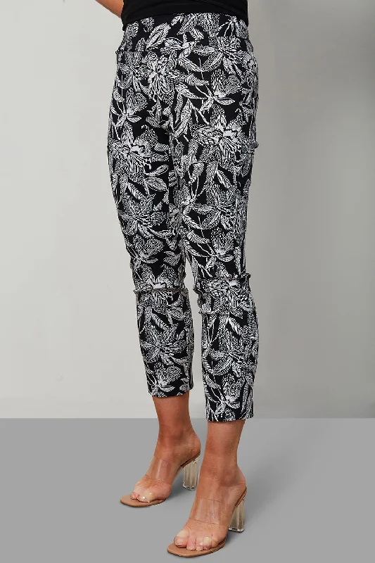 Button - Down Women Sweater for a Versatile LookJoseph Ribkoff Monochromatic Floral Print Trousers