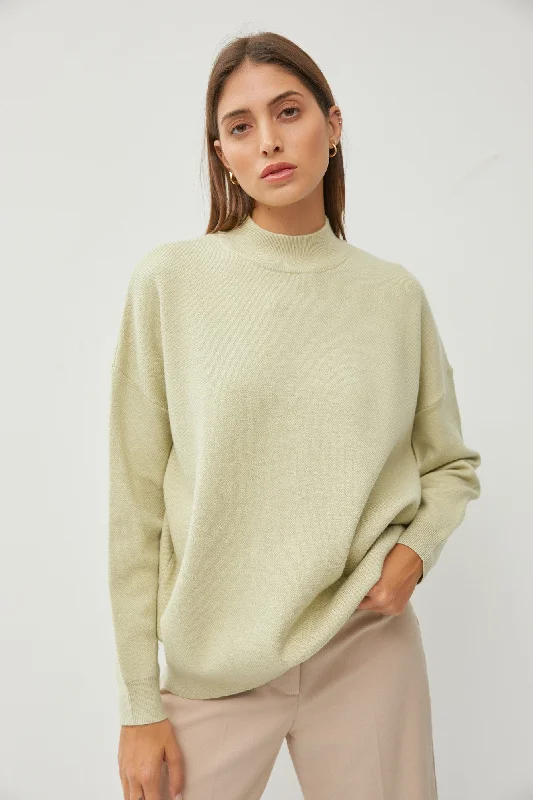 Hooded Women Sweater for Added Comfort and StyleLight Olive Mock Neck Sweater