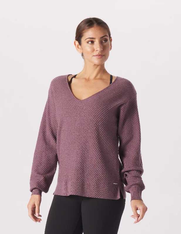 Cashmere Women Sweater with a Luxurious Soft TouchLuxury Rib Sweater: Berry Wine