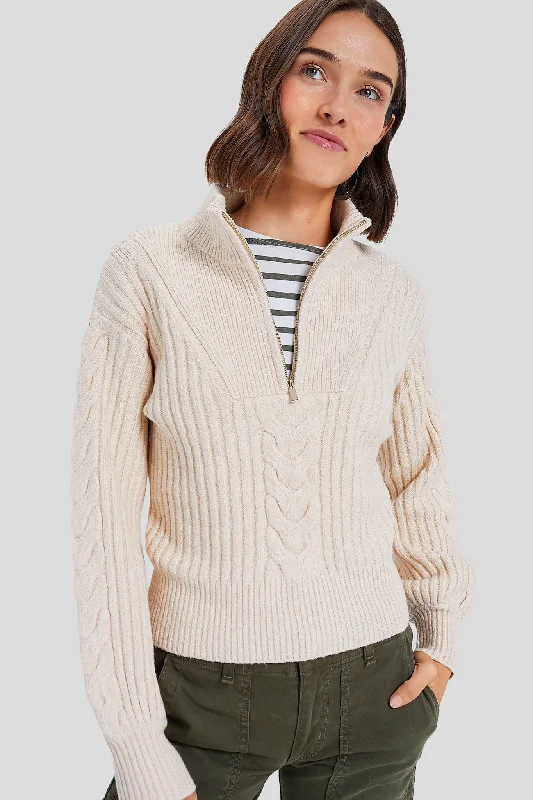 Color - Blocked Women Sweater for a Bold Fashion StatementMagnolia White Quarter Zip