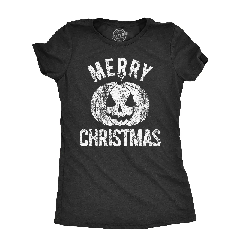 Crew Neck Women T Shirt with a Timeless DesignMerry Christmas Pumpkin Women's T Shirt