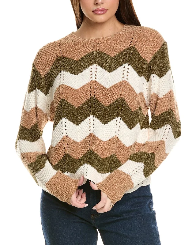 Color - Blocked Women Sweater for a Bold Fashion StatementMichael Stars Lakin Chevron Stripe Cropped Wool-Blend Sweater