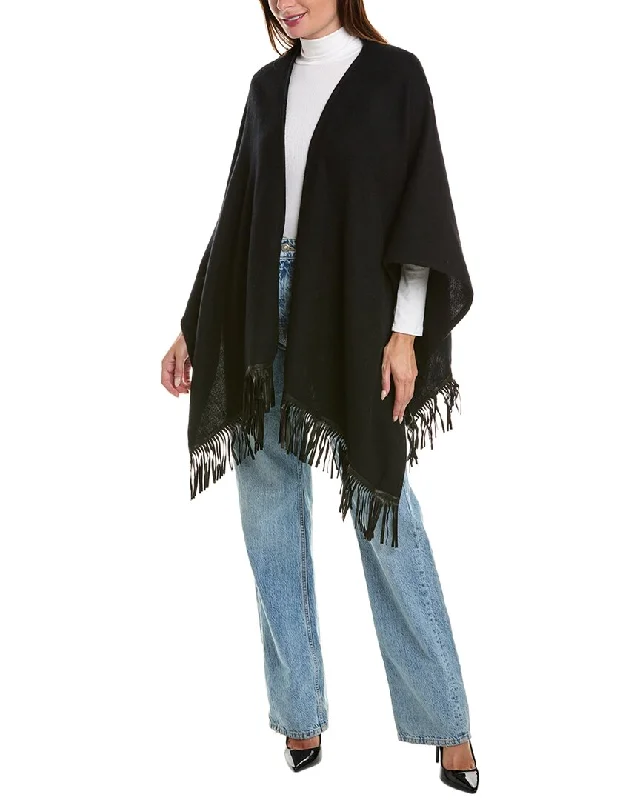 V - Neck Women Sweater to Elongate the NecklinePortolano Wool Fringe Ruana