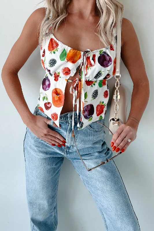 Long - Sleeve Women Sweater with Ribbed CuffsSo A-peeling Fruit Print Tank Top (Multi)