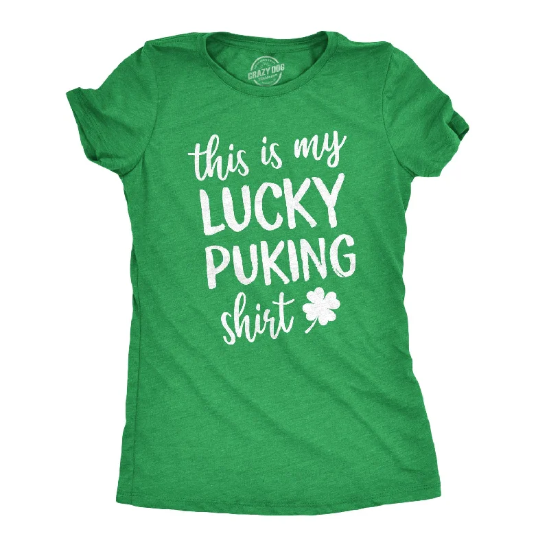 Crew Neck Women T Shirt with a Timeless DesignThis Is My Lucky Puking Shirt Women's T Shirt