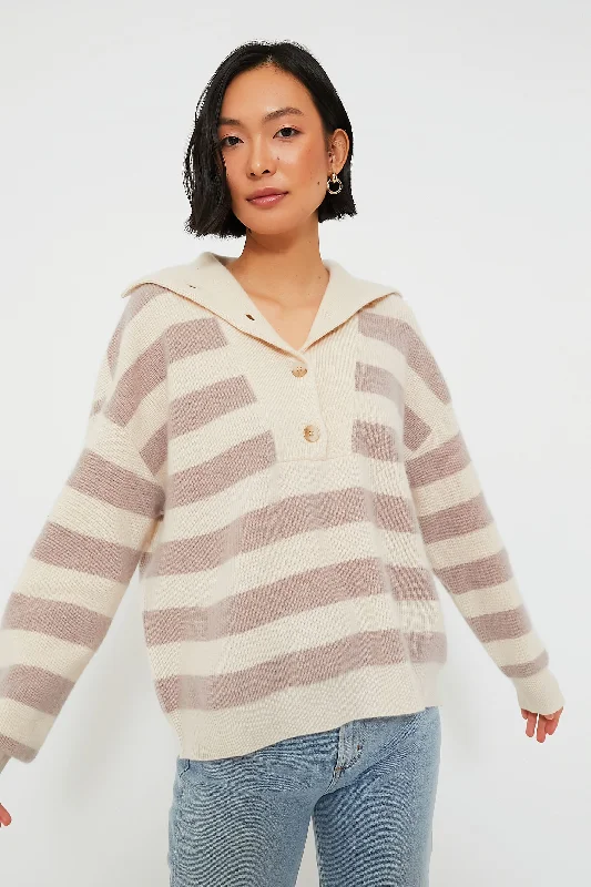 Oversized Women Sweater for a Cozy and Fashionable LookVanilla Mauve Walden Stripe Cashmere Rafferty Sweater