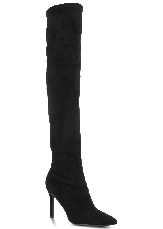 Hooded Women Sweater for Added Comfort and StyleSuede Over The Knee Boots - Black