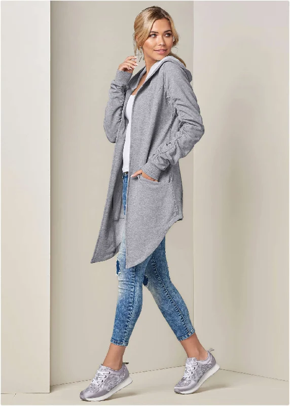 Hooded Women Sweater for Added Comfort and StyleAsymmetrical Lounge Hoodie - Heather Grey