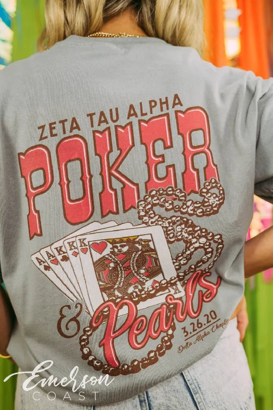 Organic Cotton Women T Shirt for Eco - Conscious WearersZeta Pearls and Poker Tee