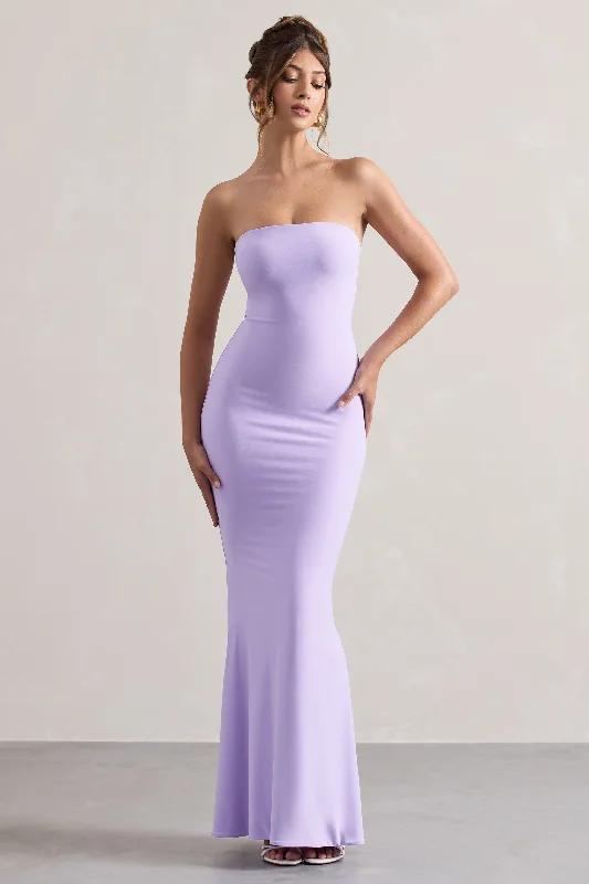 Strapless Women Dress with a Built - in Bra for Comfort and SupportCeremony | Lilac Bandeau Fishtail Maxi Dress