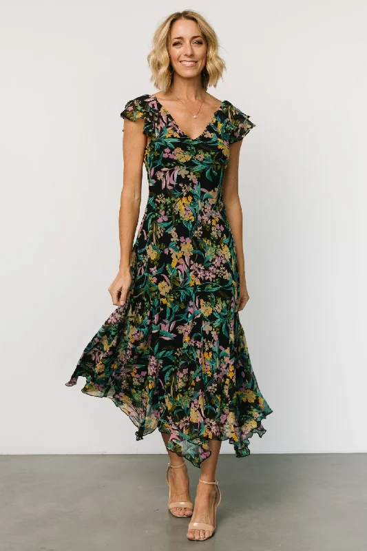 Sheath Women Dress with a Tailored Fit for a Professional LookAlisa Maxi Dress | Black Floral