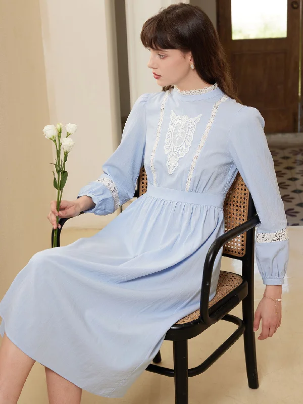 Off - the - Shoulder Women Dress for a Romantic and Feminine Look【Final Sale】Zainab Elegant Half Turtleneck Lace Panel Dress