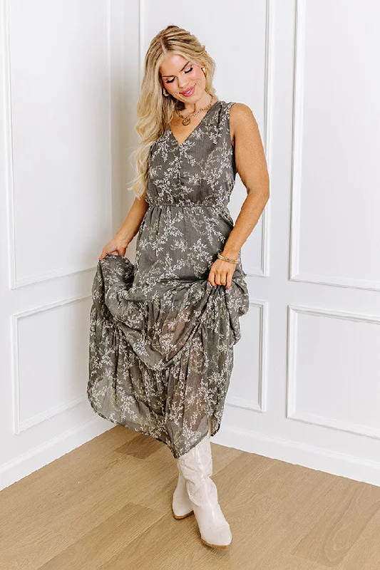 Wrap - Style Women Dress with Adjustable Fit for All Body TypesCheck Her Stories Midi In Charcoal Curves