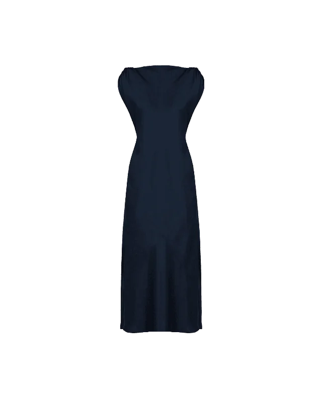 Mermaid - Style Women Dress with a Fitted Silhouette for Special OccasionsCURTIS MIDI DRESS MULHOLLAND NAVY