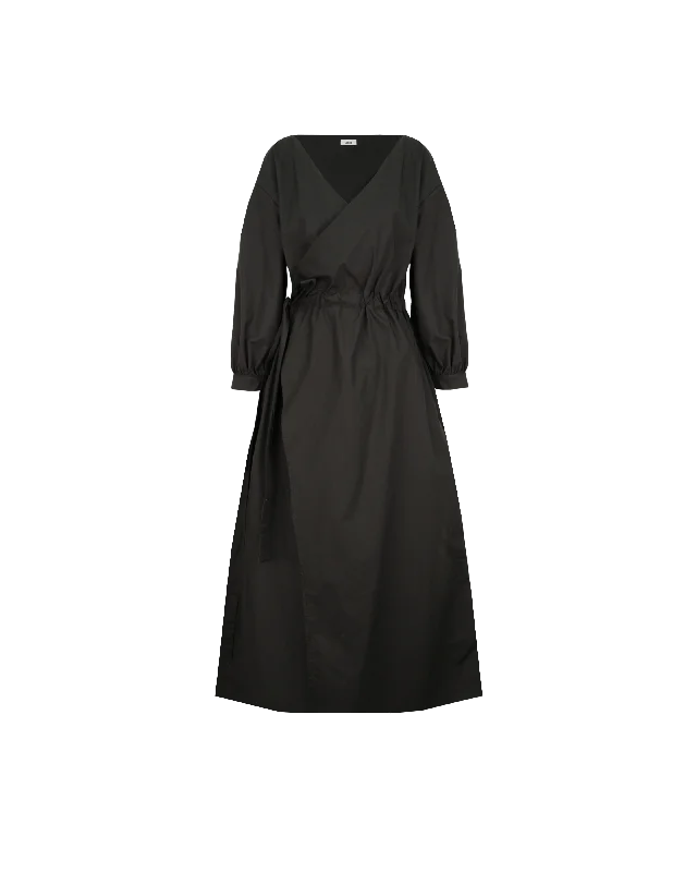 Pleated Women Dress with a Timeless and Elegant TextureDELILAH WRAP DRESS BLACK