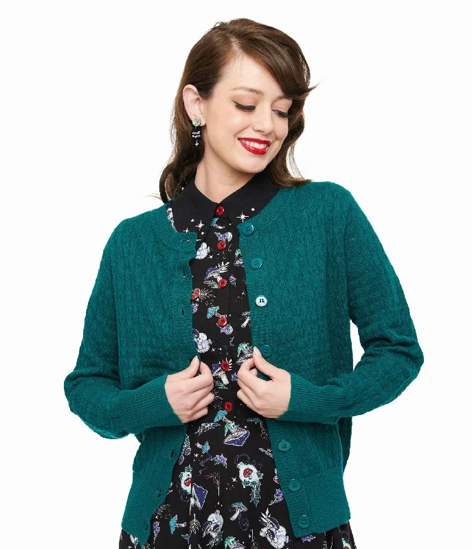 boyfriend style women cardigan for a relaxed fitBanned 1950s Green Katie Cardigan