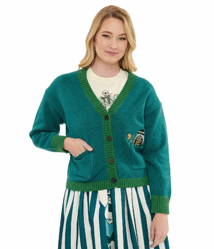 oversized women cardigan for a trendy and cozy lookDisney The Nightmare Before Christmas collection by Unique Vintage Teal Deadly Night Shade Cardigan