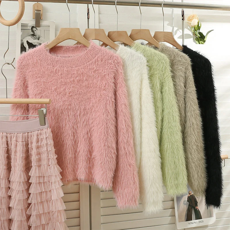 sequin embellished women cardigan for special occasionsFuzzy Cropped Sweater (5 Colors)