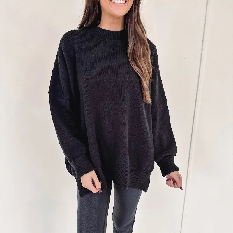 plus size women cardigan for comfortable layeringHayes Oversized Sweater - Black