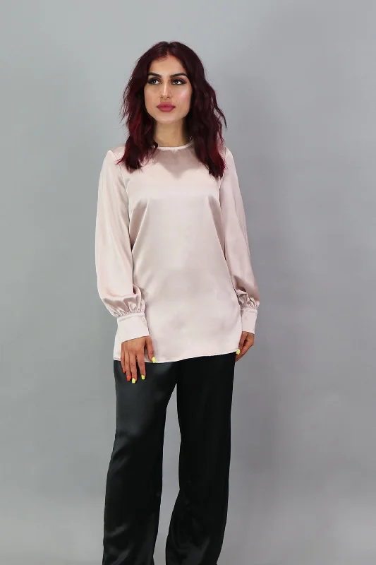 cashmere blend women cardigan for a luxurious feelLameera Satin Blouse - Blush Pink