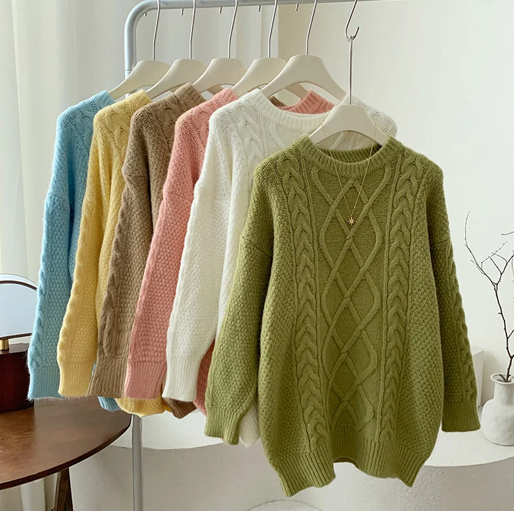 organic cotton women cardigan for an eco - friendly choiceMacaron Cable Knit Sweater (6 Colors)