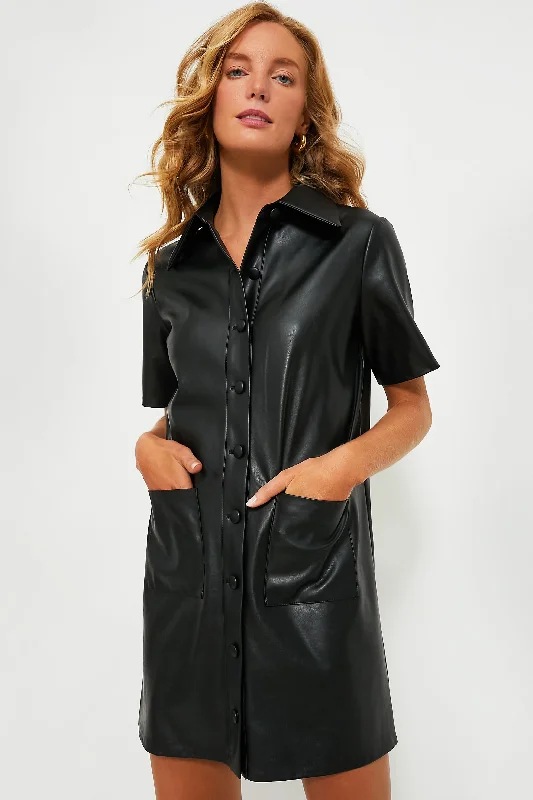 Backless Women Dress for a Sexy and Alluring Look at Evening EventsBlack Leather Violetta Shirt Dress