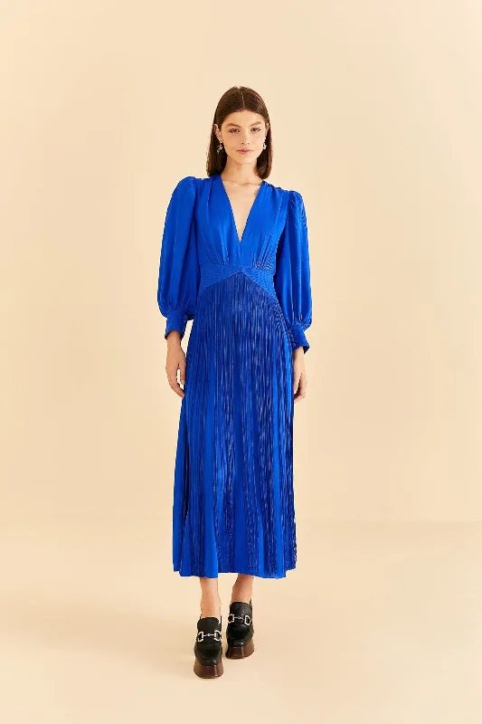 Mini Women Dress with a Short Hem for a Young and Trendy StyleBright Blue Fringes Maxi Dress