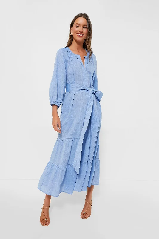 Strapless Women Dress with a Built - in Bra for Comfort and SupportChambray Lyles Dress