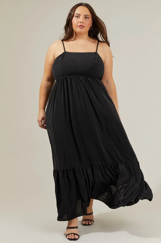 Plus Size Women Dress with a Flattering A - Line Cut for Comfort and StyleDelany Tie Back Maxi Dress Curve