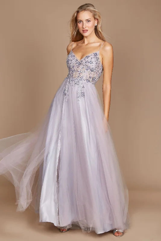 Backless Women Dress for a Sexy and Alluring Look at Evening EventsDylan & Davids Long Jeweled Hand Beaded Tulle Prom Dress