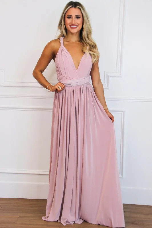 Long - Sleeve Women Dress in Velvet for a Luxurious Winter LookEnough For You Wrap Maxi Dress: Mauve