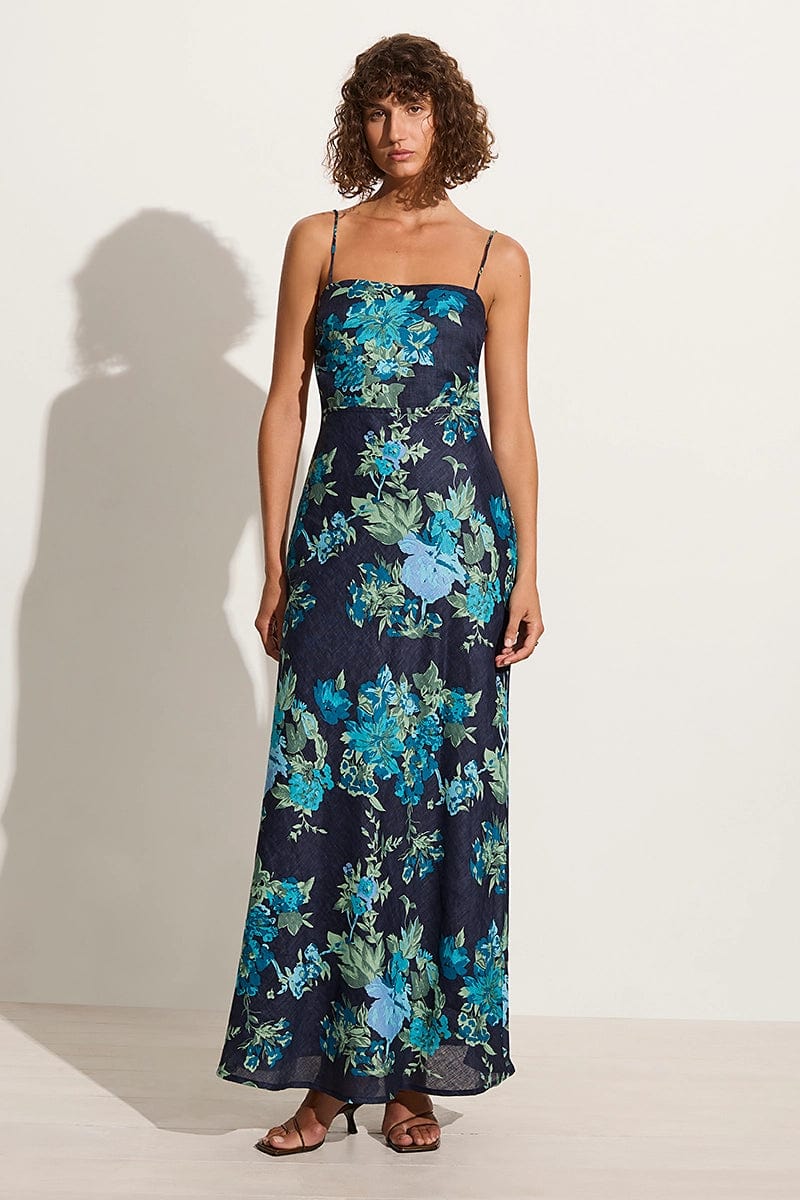 Pleated Women Dress with a Timeless and Elegant TextureGarcia Maxi Dress Escala Floral Navy - Final Sale