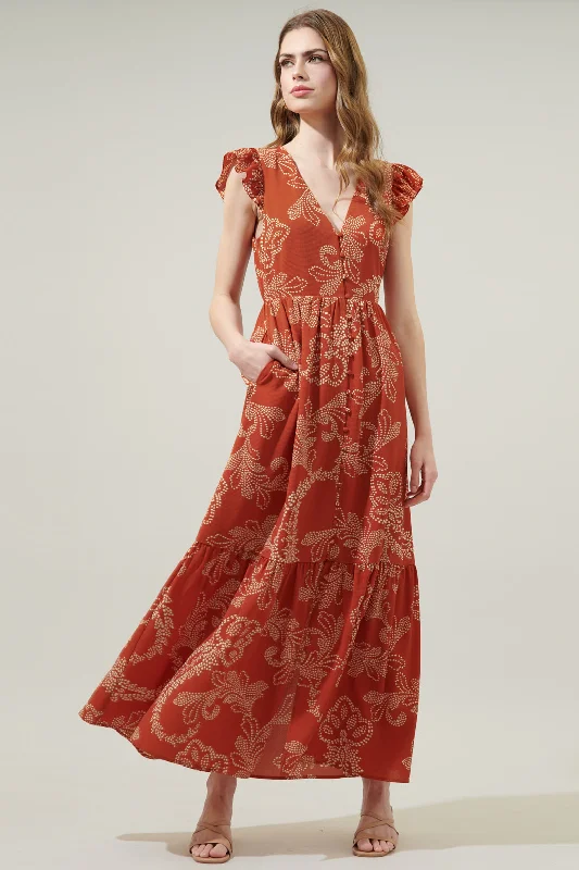 Halter Neck Women Dress to Show Off the Shoulders and NecklineGinger Paisley Evianna Button Down Maxi Dress