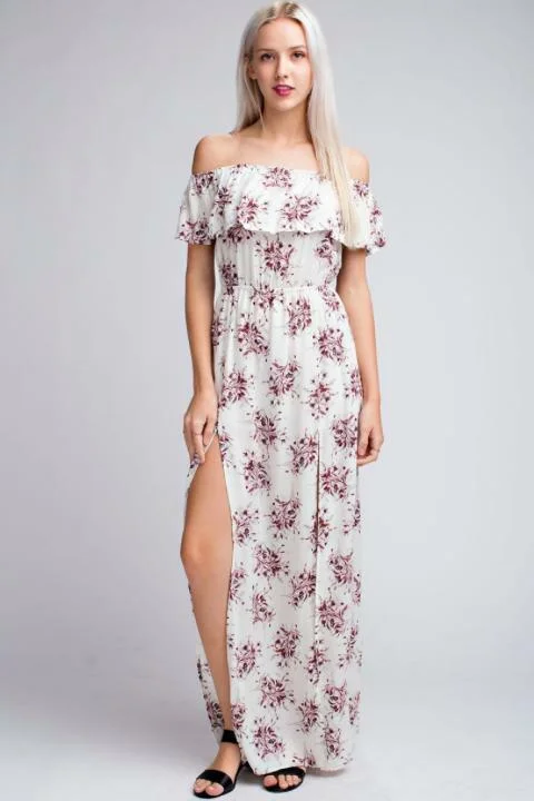 Little Black Women Dress with Sequins for a Glamorous Night OutI Adore White Floral Print Off-the-Shoulder Maxi Dress