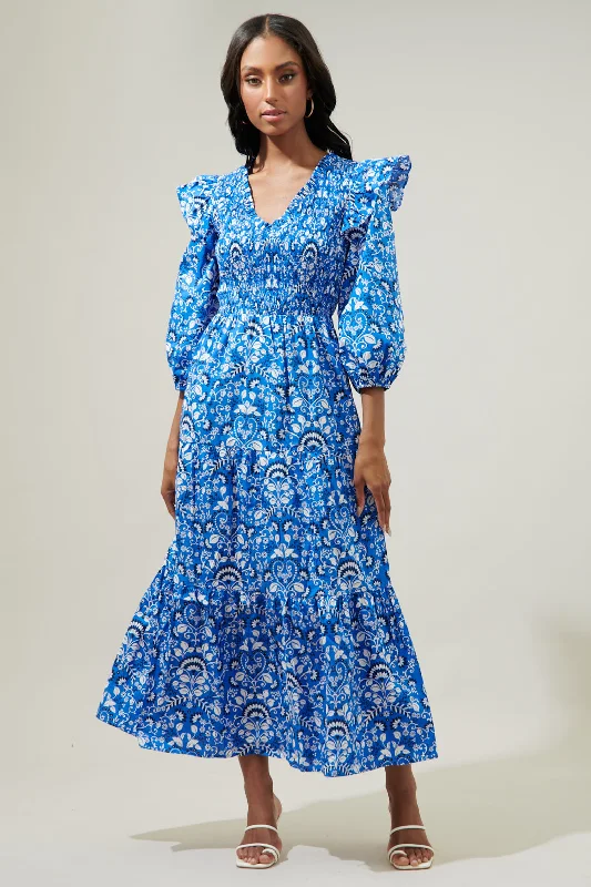 Empire Waist Women Dress to Accentuate the Bust and Conceal the WaistLulu Floral Brighton Smocked Poplin Maxi Dress