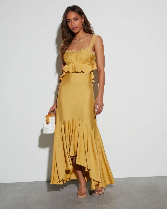 Strapless Women Dress with a Built - in Bra for Comfort and SupportLuminous Sun Maxi Dress