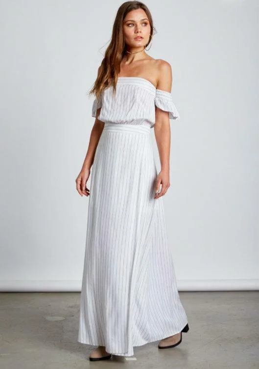 Mermaid - Style Women Dress with a Fitted Silhouette for Special OccasionsMalibu White Stripe Maxi Dress