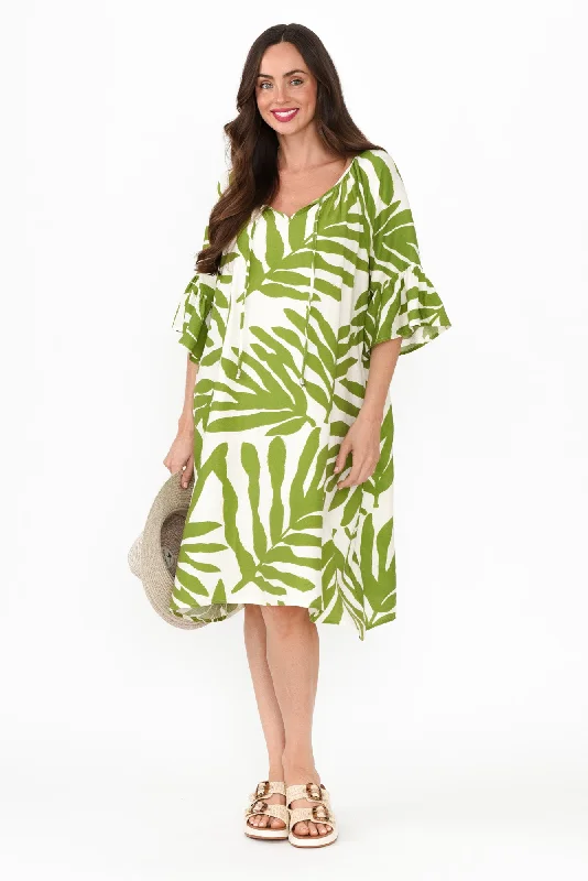 Sheath Women Dress with a Tailored Fit for a Professional LookMariella Green Palm Pocket Dress