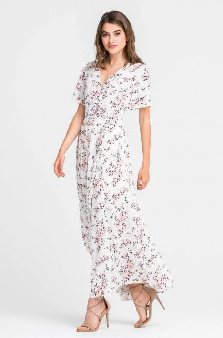 Ruffled Women Dress with Multiple Layers for a Playful and Girly StyleProvence Ivory Floral Print Wrap Maxi Dress