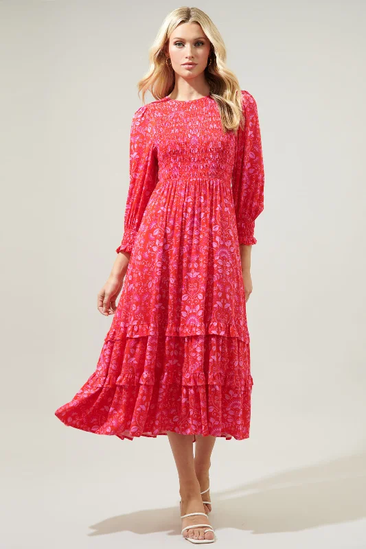 Ball Gown Women Dress with a Full Skirt for a Princess - like LookRanier Pink Paisley Ludlow Smocked Maxi Dress