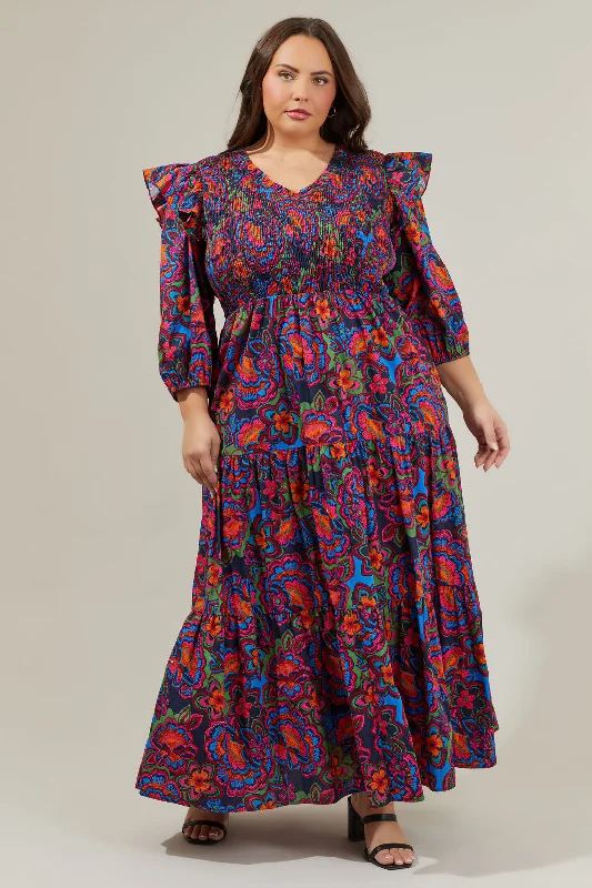 Maxi Women Dress with Floral Print for a Bohemian VibeRaveena Midnight Brighton Smocked Poplin Maxi Dress Curve