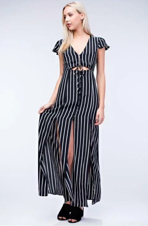 Mini Women Dress with a Short Hem for a Young and Trendy StyleSand Key Striped Maxi Dress