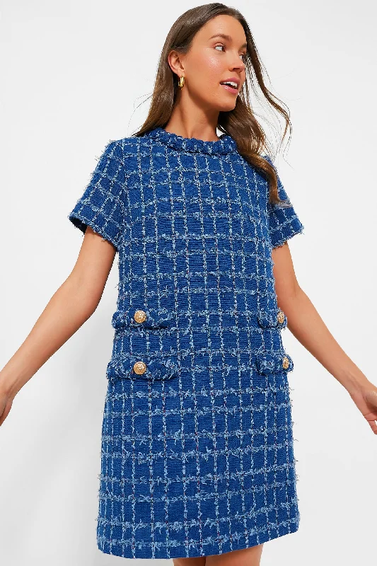 Halter Neck Women Dress to Show Off the Shoulders and NecklineSapphire Tweed Jackie Dress